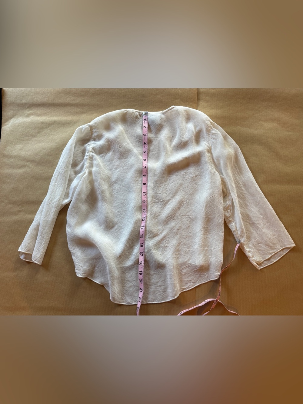 Women's Cream Button-Front High-Low Blouse - Picture 9 of 9